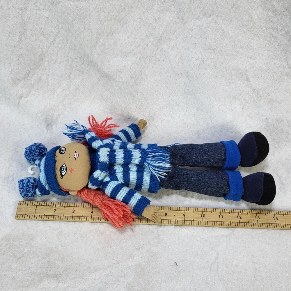 The Children's Place Plush Rag Doll Winter Outfit Striped Sweater Yarn Hair 14